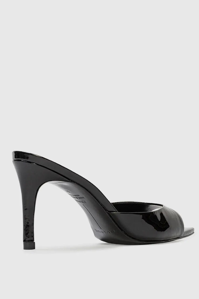High Heel Slip On Sandal for Womens Black Suede Studio