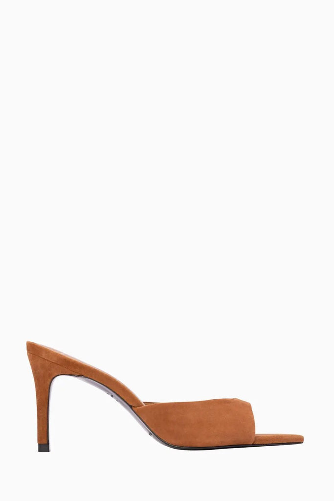 High Heel Slip On Sandal for Womens Black Suede Studio