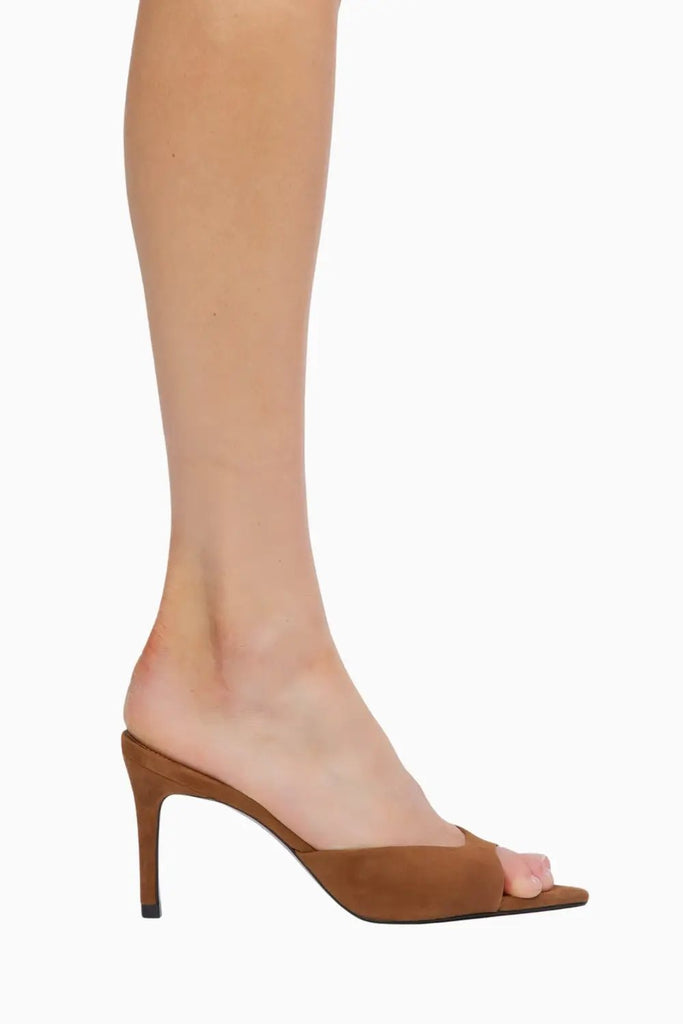 High Heel Slip On Sandal for Womens Black Suede Studio