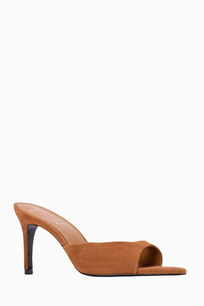 High Heel Slip On Sandal for Womens Black Suede Studio