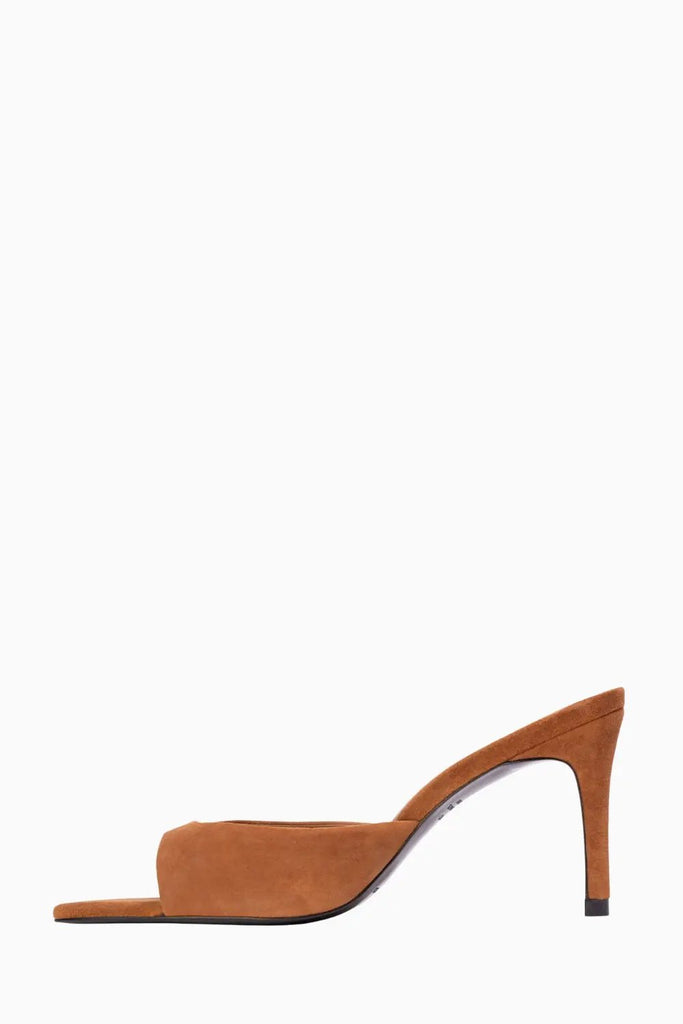 High Heel Slip On Sandal for Womens Black Suede Studio