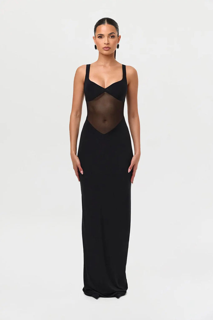 Hourglass Mesh Contrast Dress Naked Wardrobe