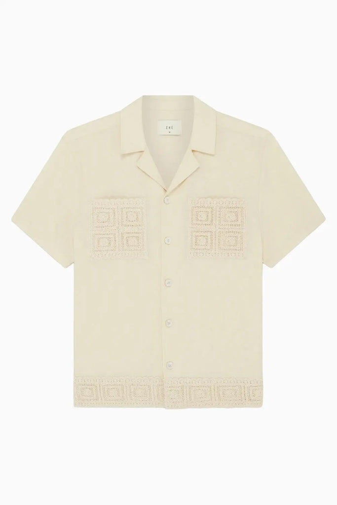 INIGO LINEN BLEND CROCHET DETAIL SHIRT Che Studios