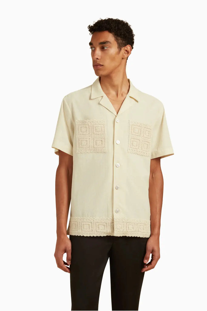 INIGO LINEN BLEND CROCHET DETAIL SHIRT Che Studios