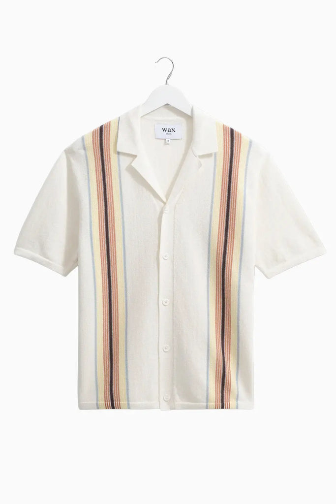 Ivy - Ecru And Multicolour Striped Cotton Polo Shirt Wax London