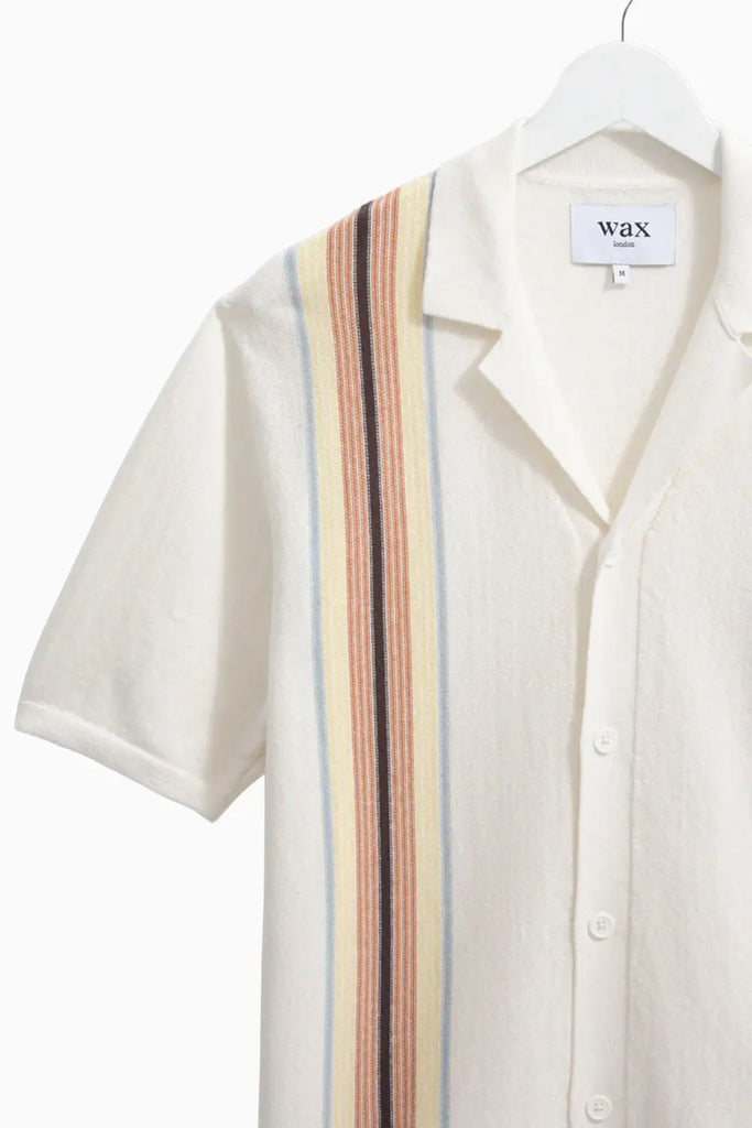 Ivy - Ecru And Multicolour Striped Cotton Polo Shirt Wax London