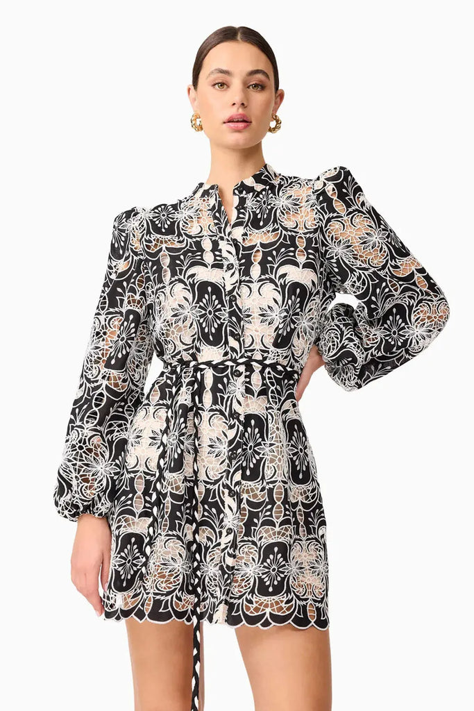 Jolie Long Sleeve Mini Dress in Black Elliatt