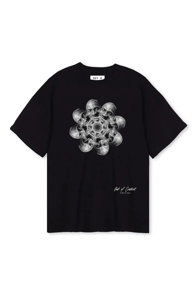 Jordon Spiral Chest Print Oversized Tee for Mens Out Of Context