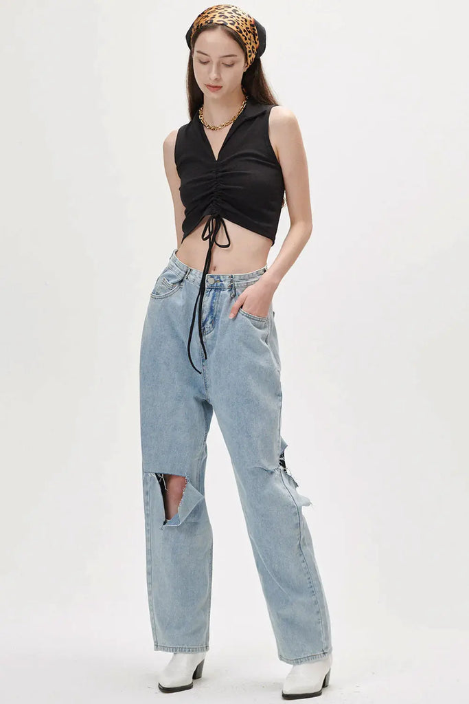 Katie Cutout Wide Jeans for Womens Storets