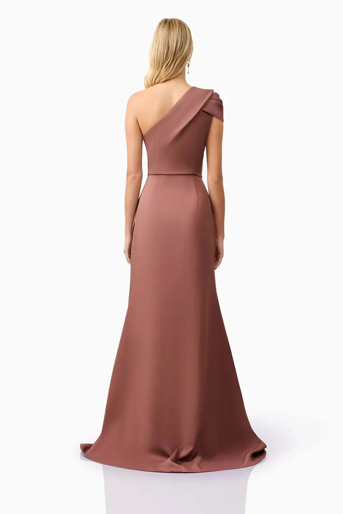 Klara One Shoulder Gown in Brown Elliatt