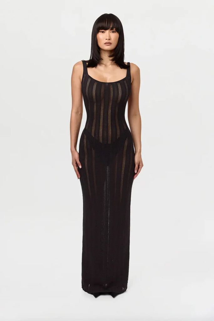 Knit Open Back Maxi Dress Naked Wardrobe