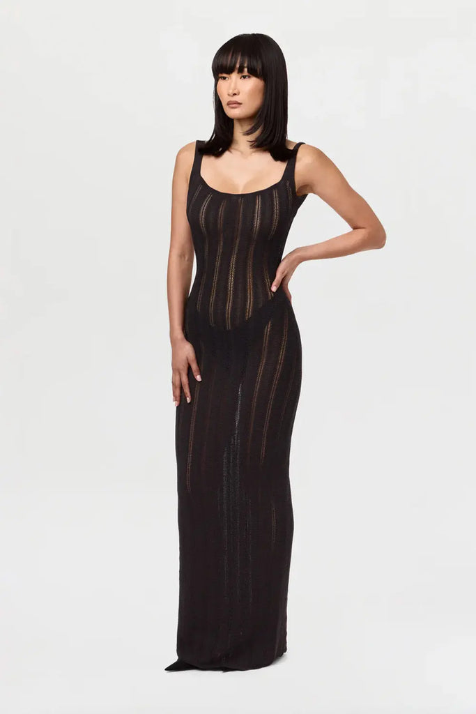 Knit Open Back Maxi Dress Naked Wardrobe