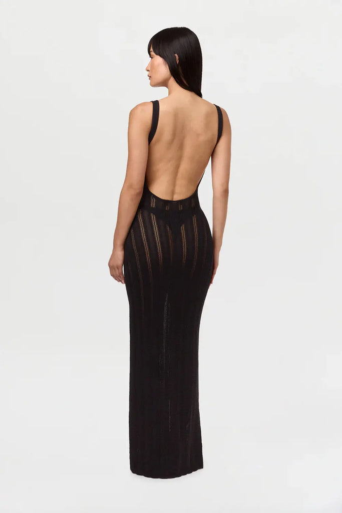 Knit Open Back Maxi Dress Naked Wardrobe