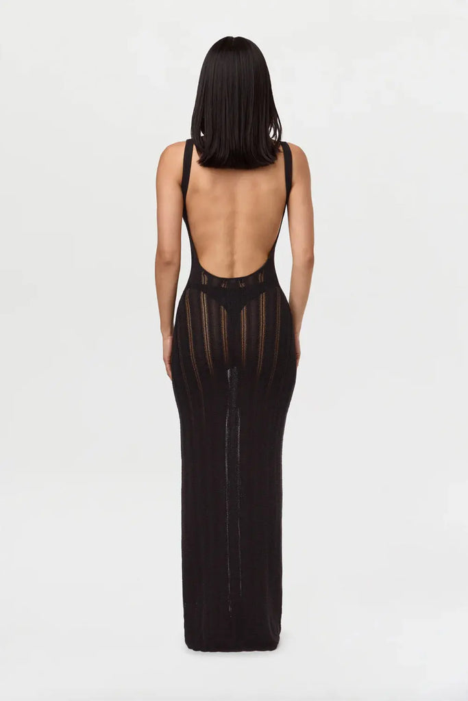 Knit Open Back Maxi Dress Naked Wardrobe