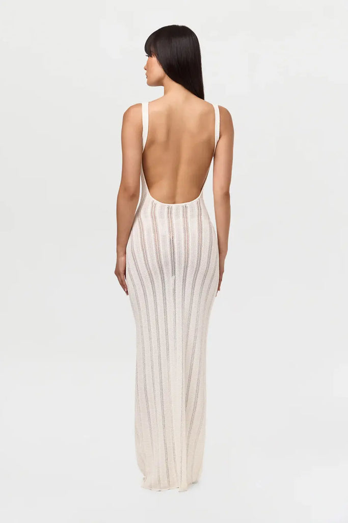 Knit Open Back Maxi Dress Naked Wardrobe