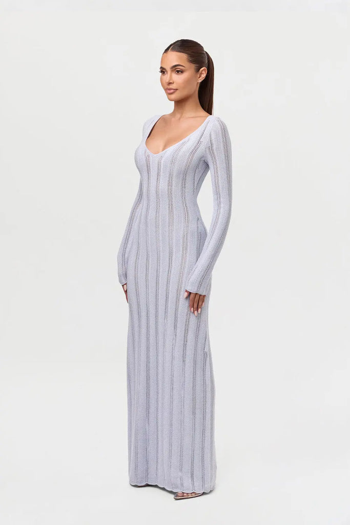 Knit V-Neck Maxi Dress Naked Wardrobe