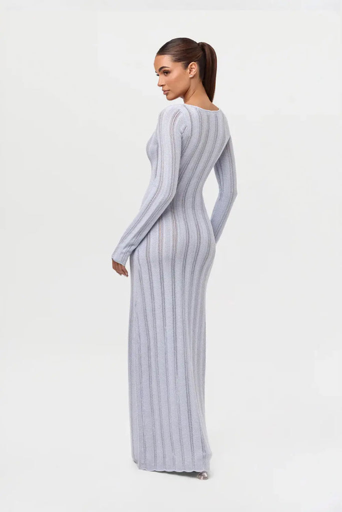 Knit V-Neck Maxi Dress Naked Wardrobe