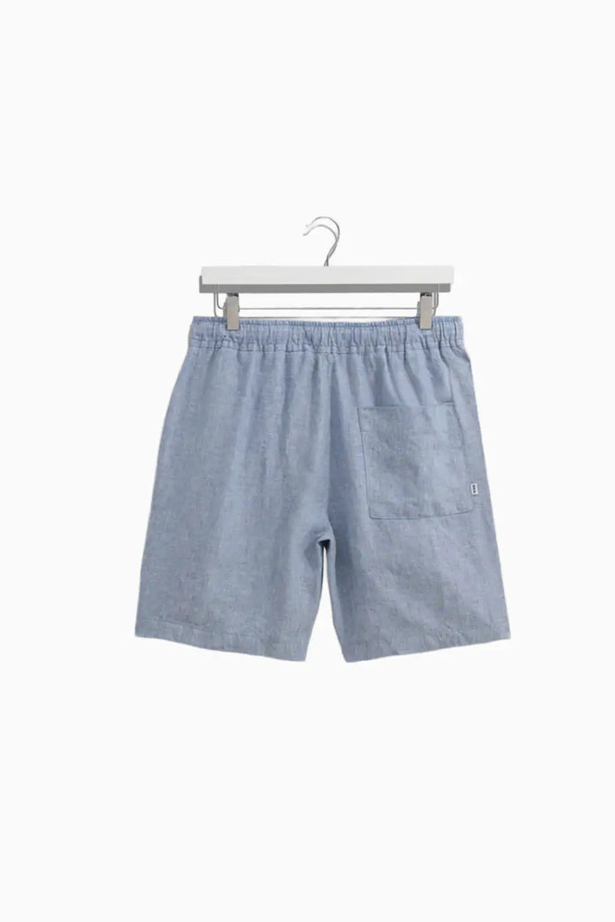 Kurt - Blue Two-Tone Linen Shorts Wax London