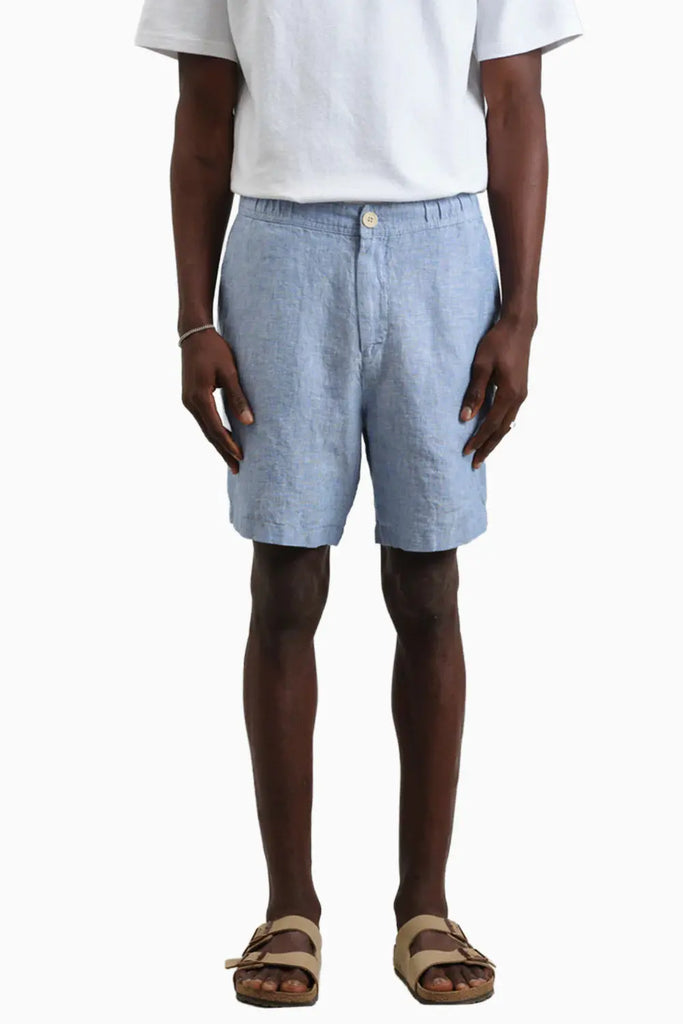 Kurt - Blue Two-Tone Linen Shorts Wax London
