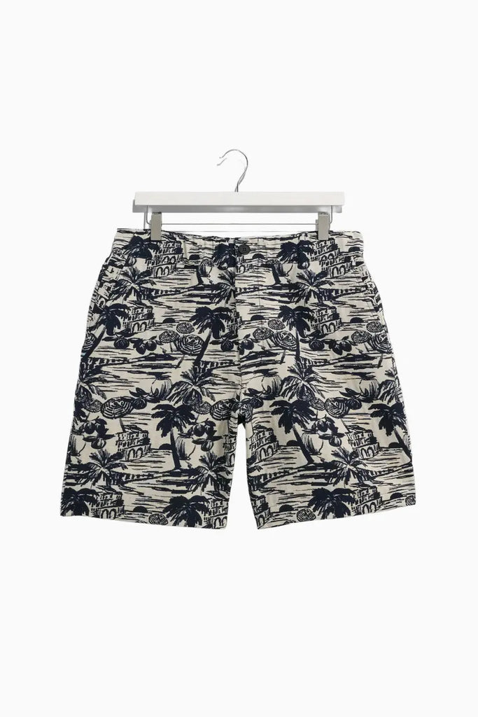 Kurt - Navy And Ecru Beach Jacquard Shorts Wax London