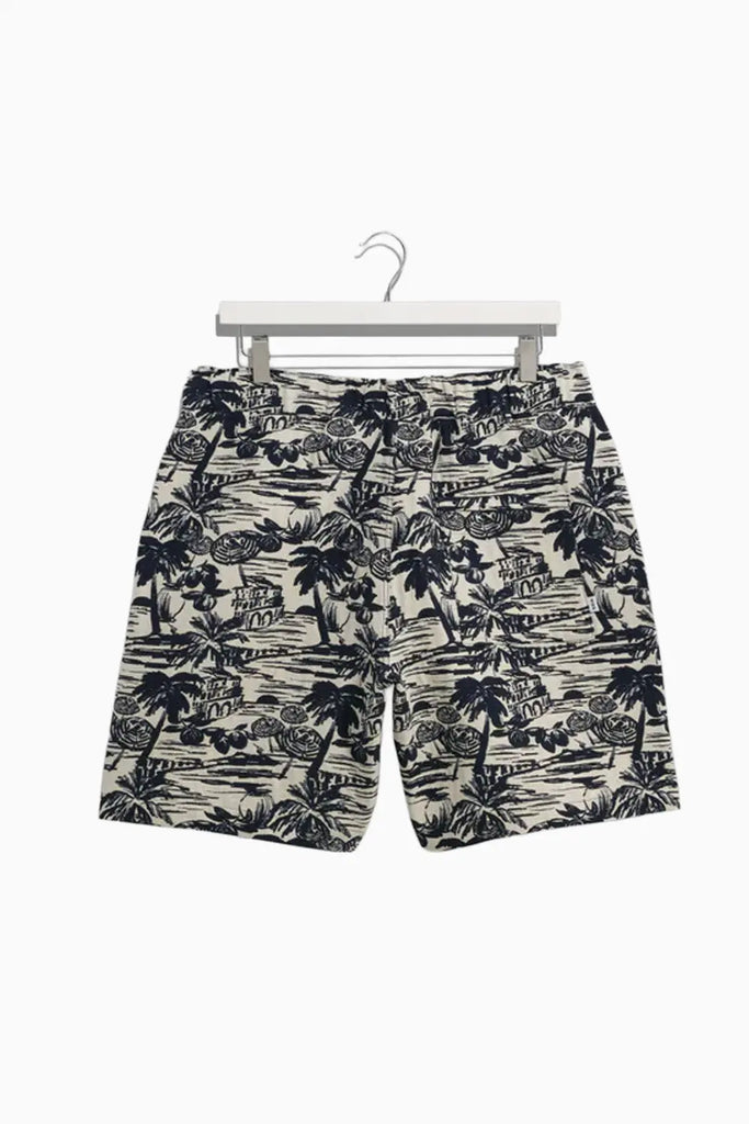 Kurt - Navy And Ecru Beach Jacquard Shorts Wax London