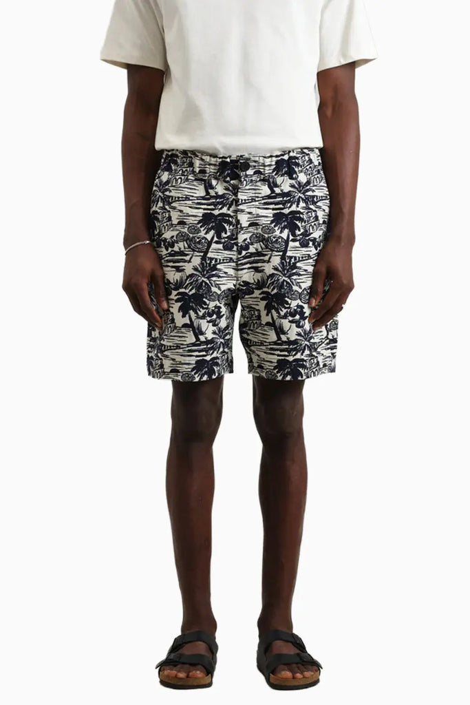 Kurt - Navy And Ecru Beach Jacquard Shorts Wax London