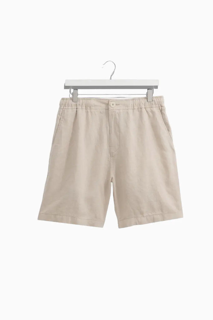 Kurt - Washed Beige Linen Shorts Wax London