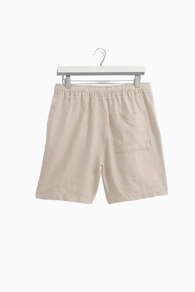 Kurt - Washed Beige Linen Shorts Wax London