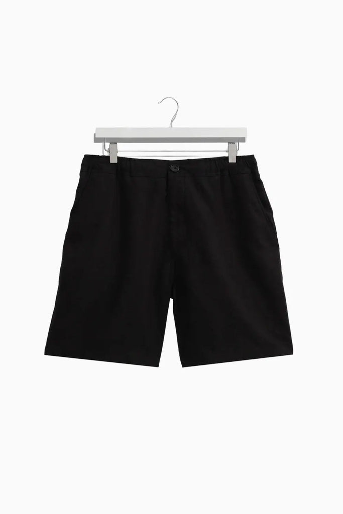 Kurt - Washed Black Linen Shorts Wax London