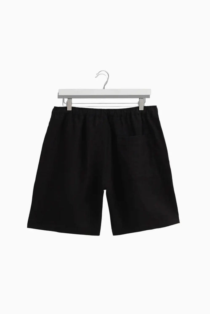 Kurt - Washed Black Linen Shorts Wax London