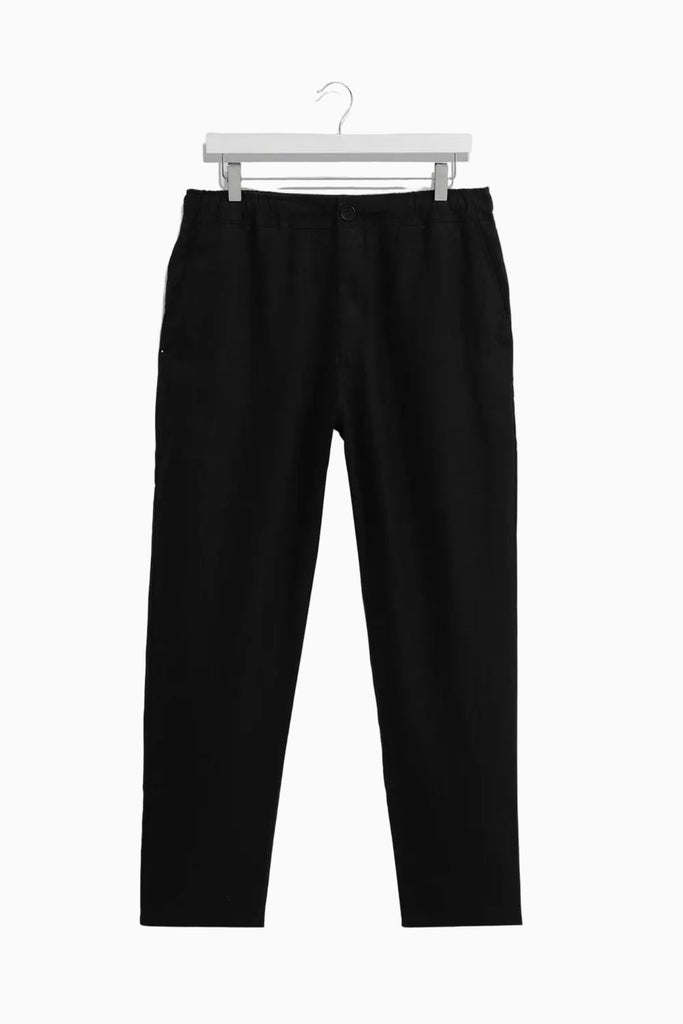 Kurt - Washed Black Linen Trousers Wax London