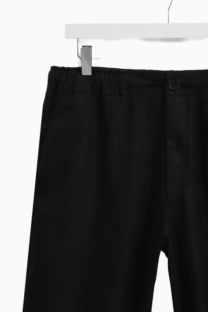 Kurt - Washed Black Linen Trousers Wax London