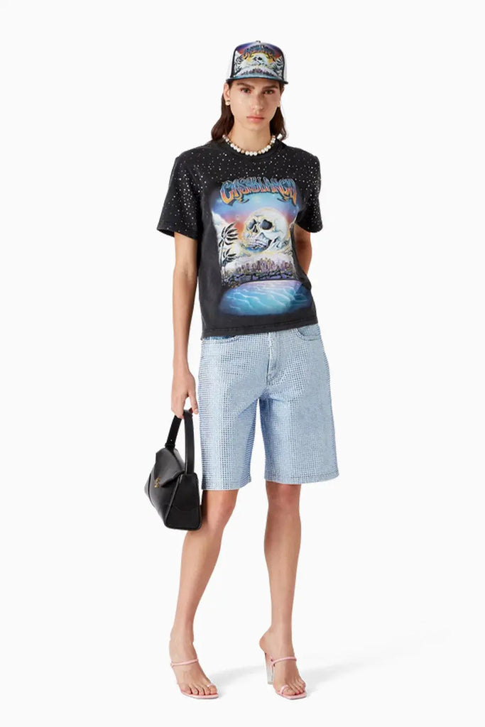 La Prémonition Crystal Embellished Short Sleeve T-Shirt Casablanca