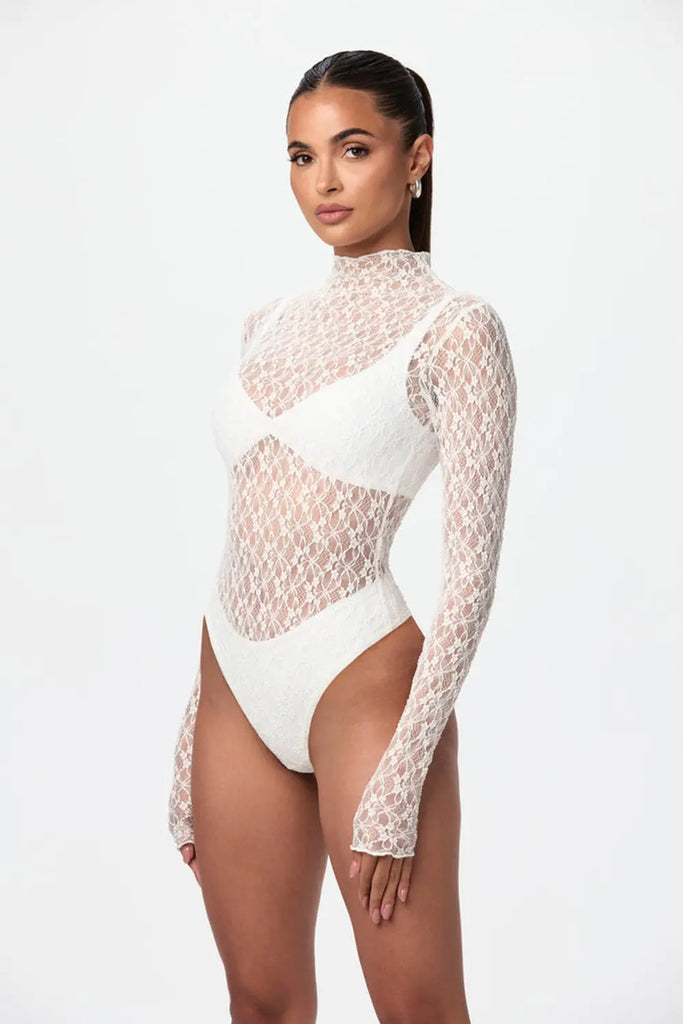 Lace Mockneck Bodysuit Naked Wardrobe