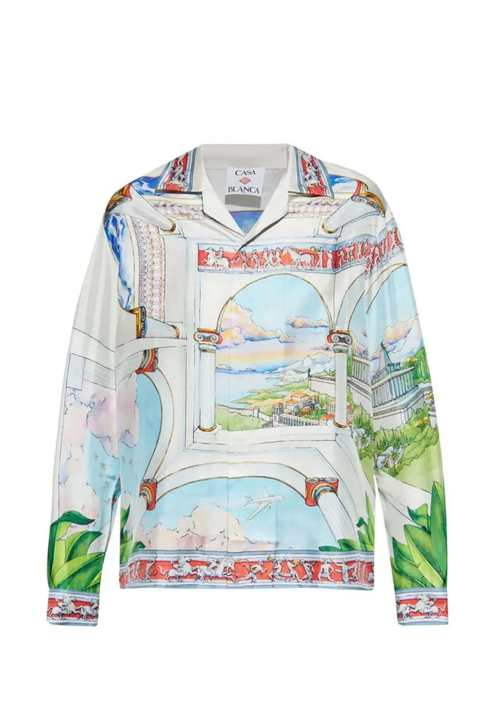 Long Sleeve Cuban Collar Shirt for Mens Casablanca