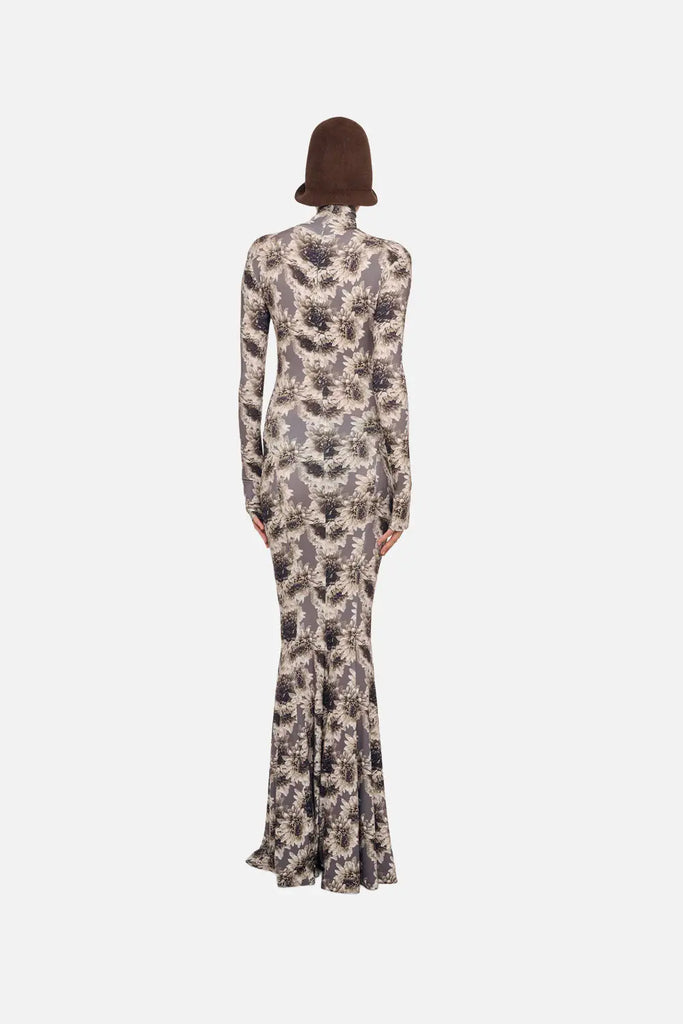 Long Sleeve Turtle Fishtail Gown Norma Kamali