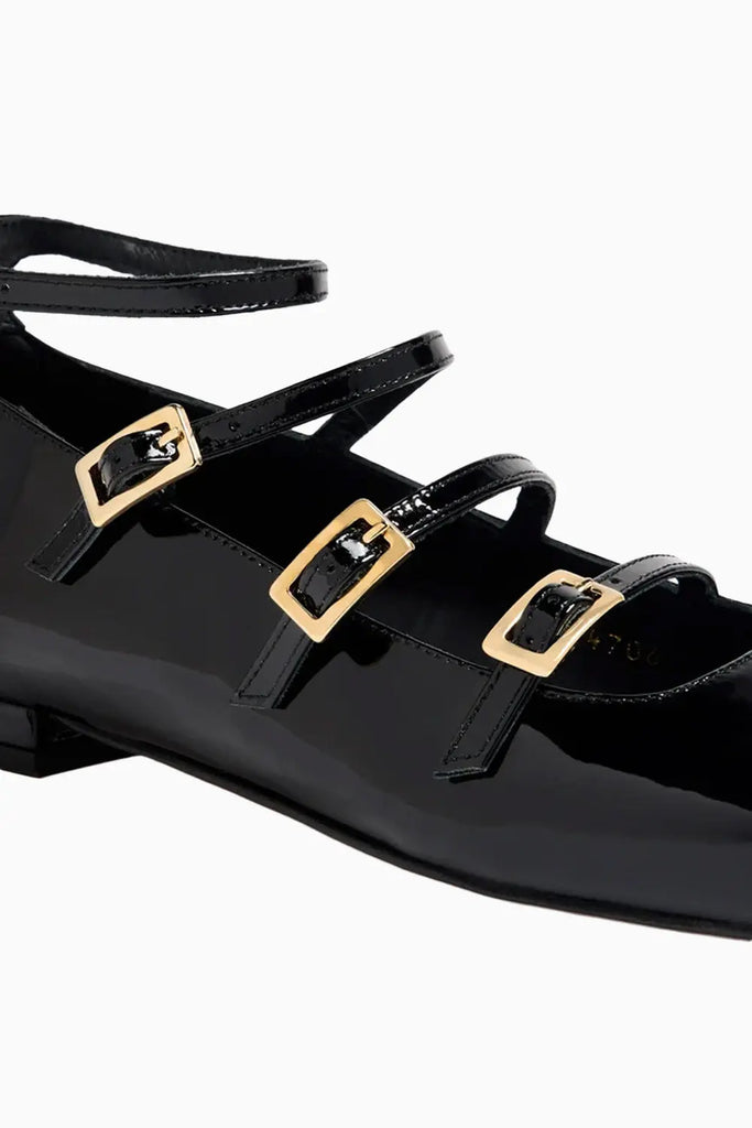 Luke Onix Black Leather Ballet Flats Alohas