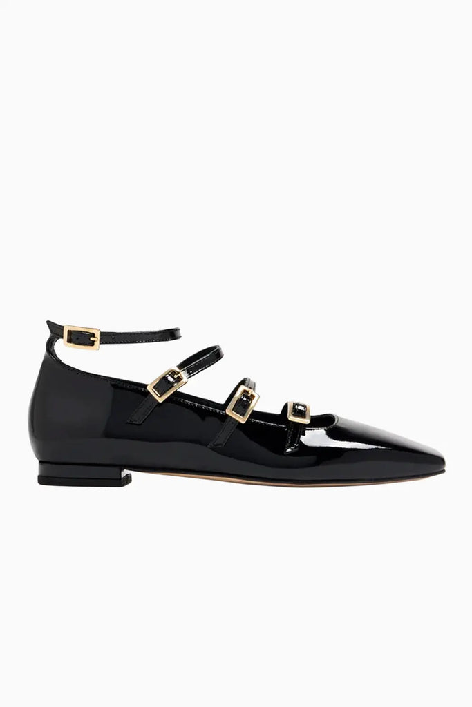 Luke Onix Black Leather Ballet Flats Alohas
