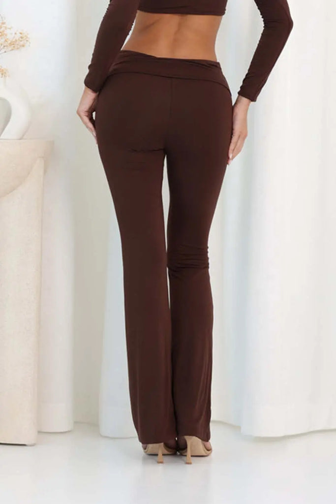 MID RISE FLARED TROUSERS IN BROWN Aren