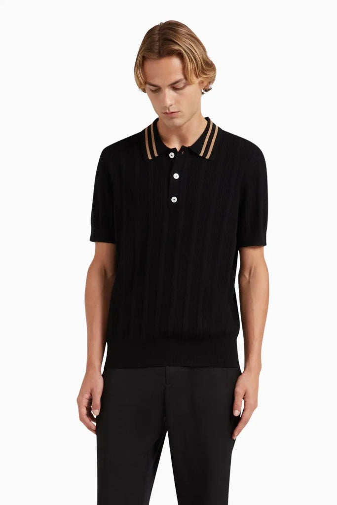 Melia Knitted Polo for Men - Black Che Studios