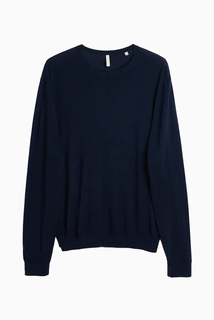 Merino Crew - Navy Sunflower