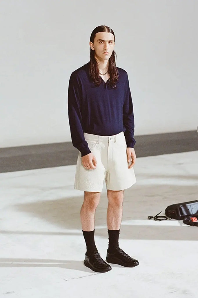 Merino Crew - Navy Sunflower