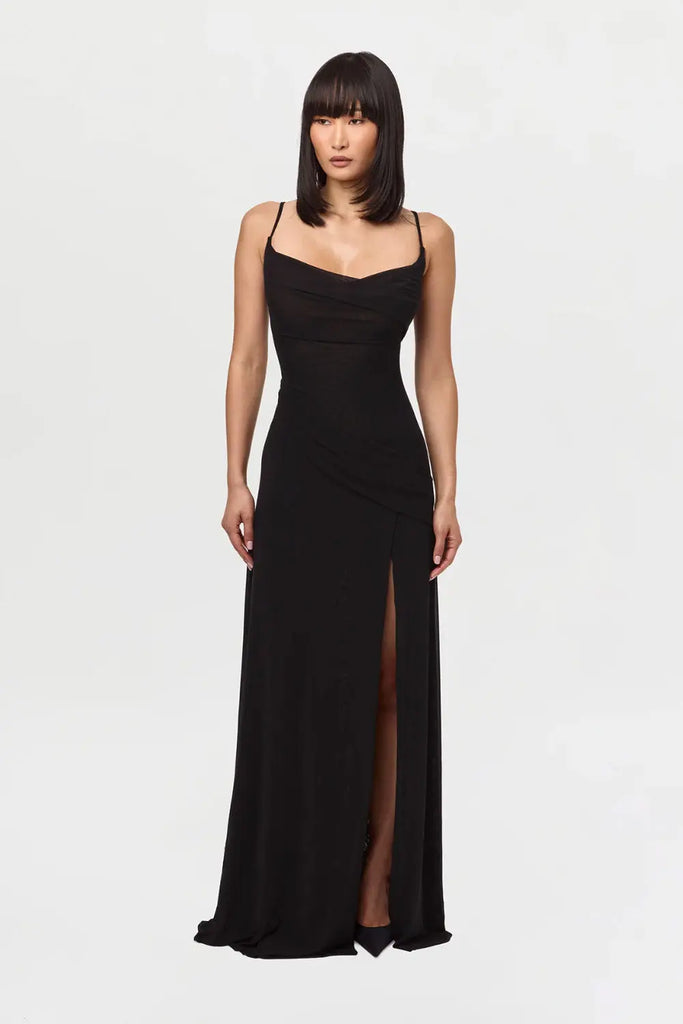 Mesh Draped Overlay Maxi Dress Naked Wardrobe