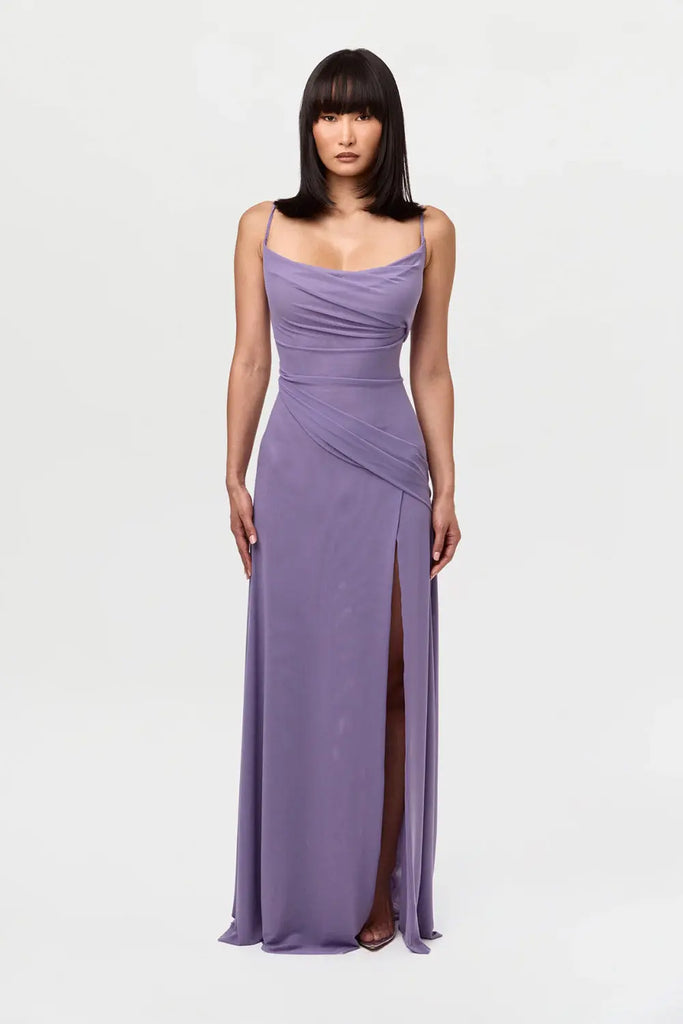 Mesh Draped Overlay Maxi Dress Naked Wardrobe