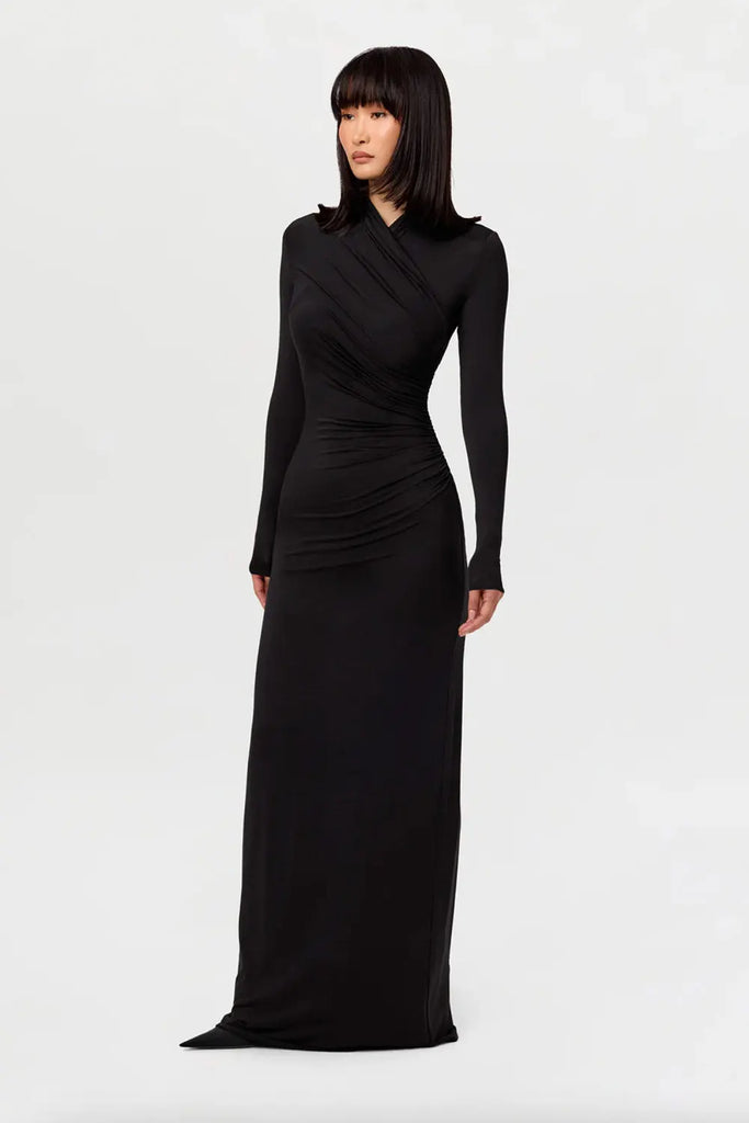 Modal Overlay Ruched Maxi Dress Naked Wardrobe