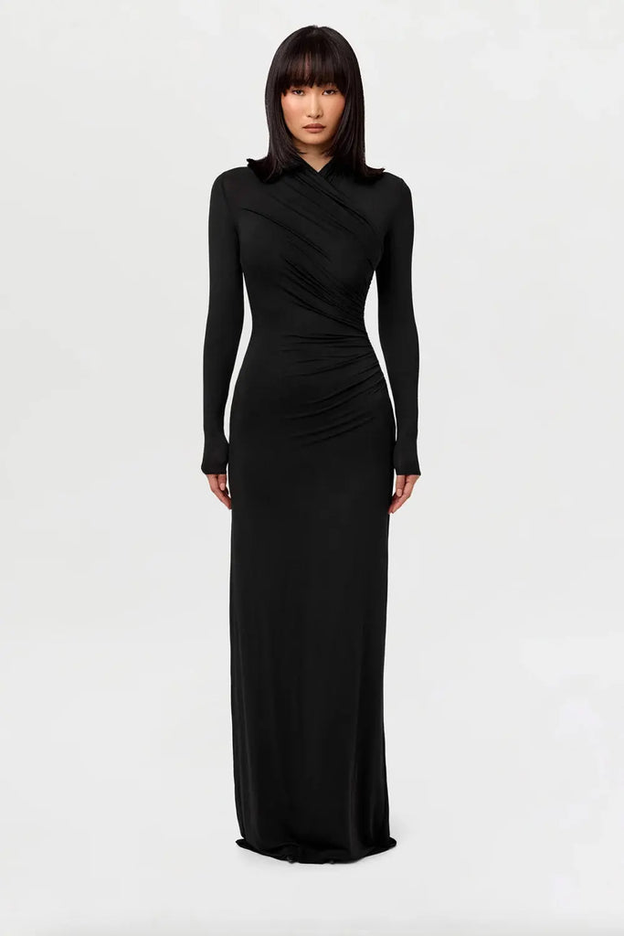 Modal Overlay Ruched Maxi Dress Naked Wardrobe