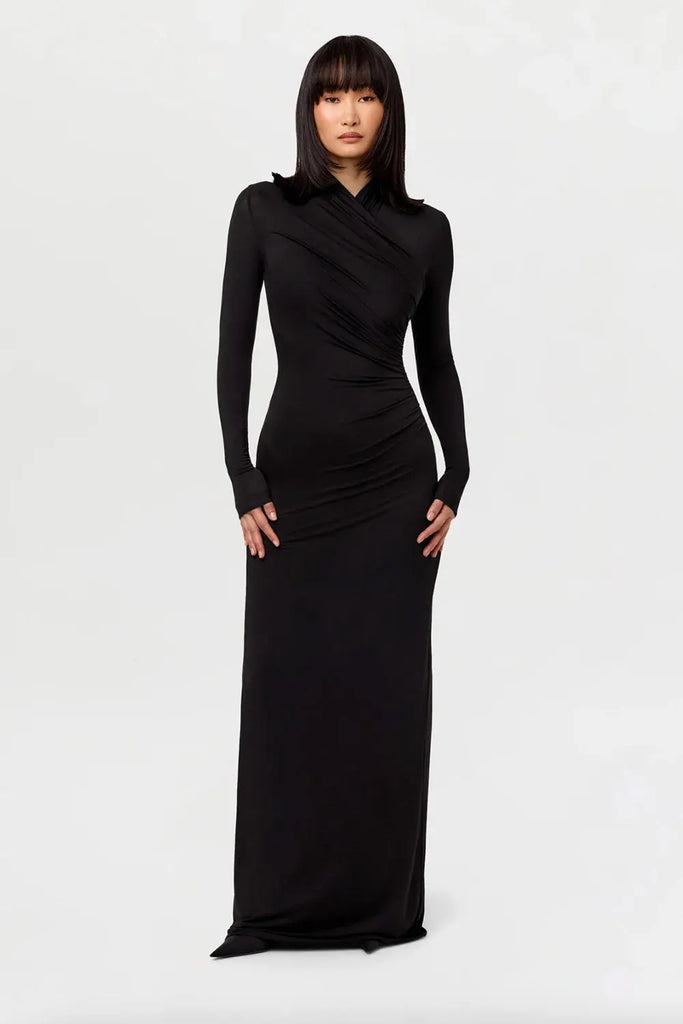 Modal Overlay Ruched Maxi Dress Naked Wardrobe