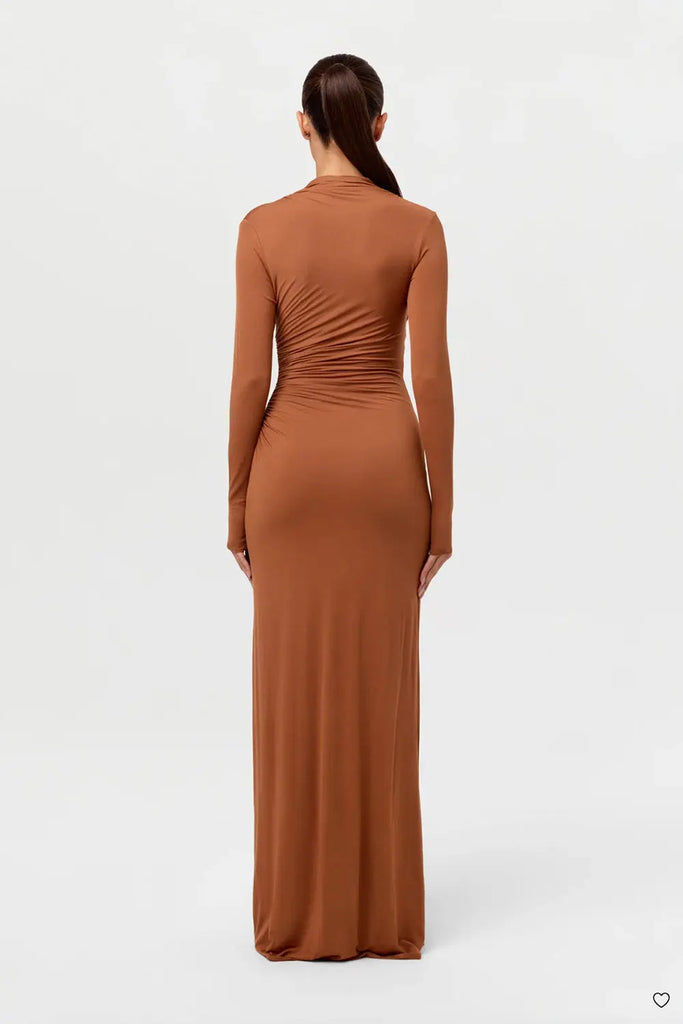 Modal Overlay Ruched Maxi Dress Naked Wardrobe