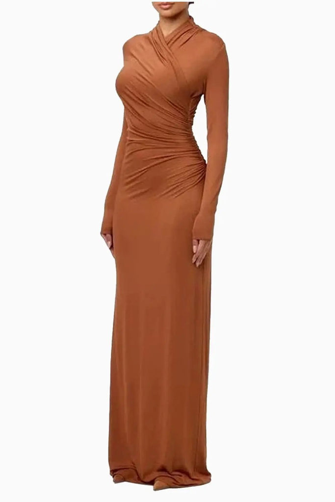 Modal Overlay Ruched Maxi Dress Naked Wardrobe