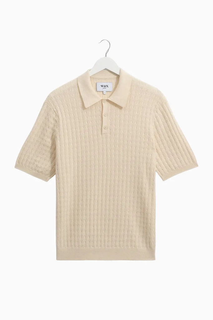 Naples Polo Diamond Stripe Ecru for Mens Wax London